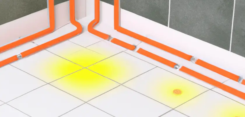 graphic of radiant floor heating in bathroom